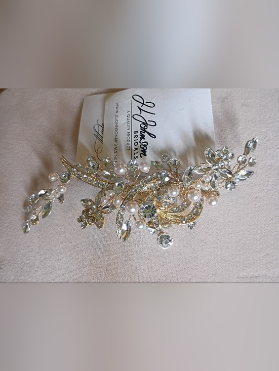 Jl Johnson Accessories - Gold Pearl & Crystal Hair Vine clip
